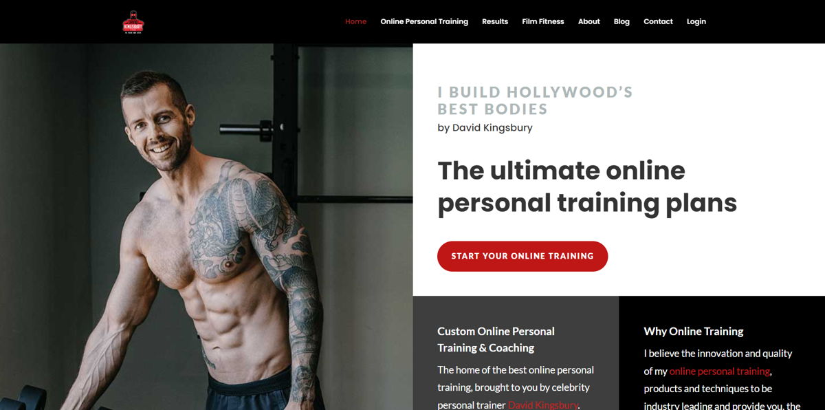 Screenshot of David Kingsbury , from the personal trainer websites collection.