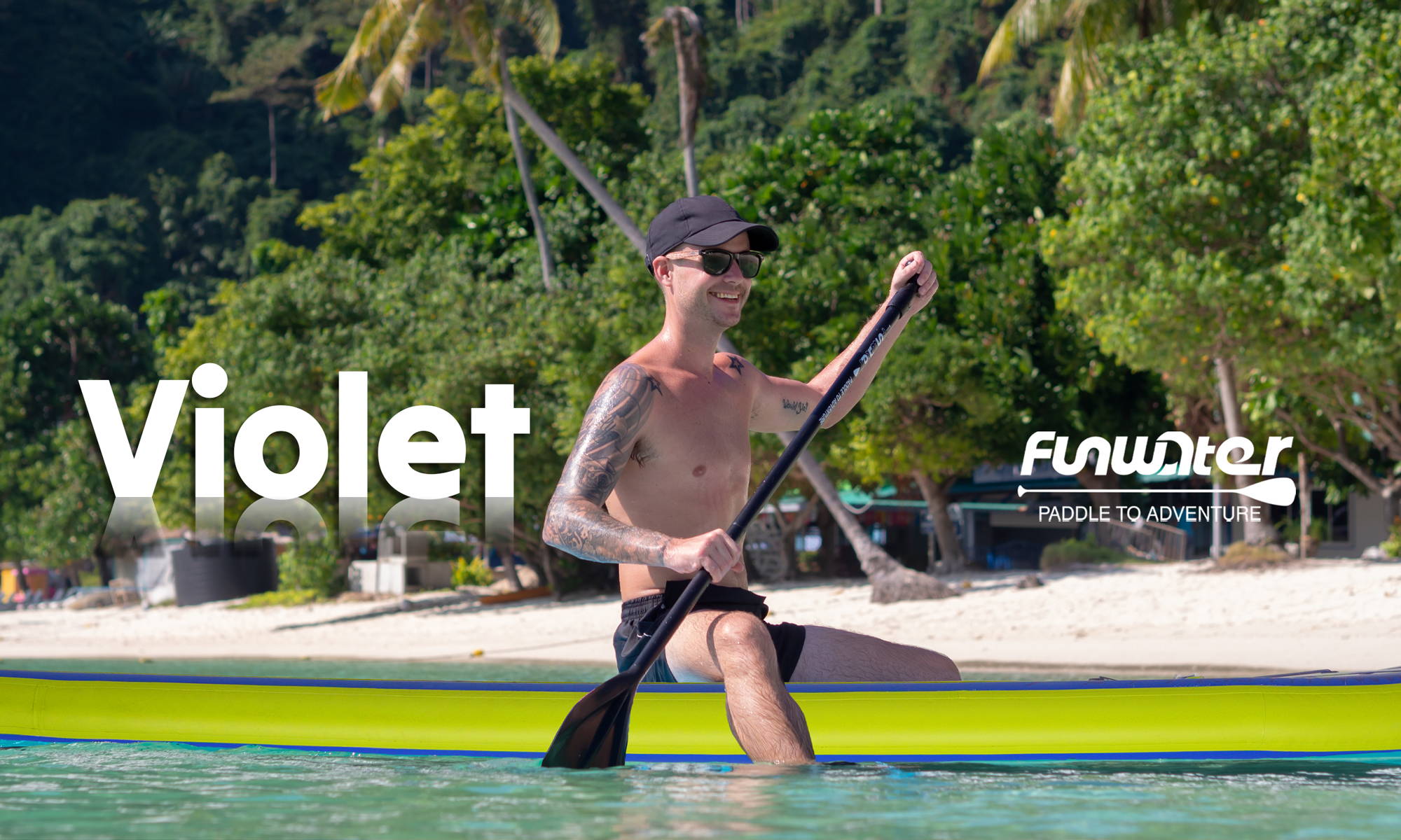 This man is enjoy paddling on water with the Funwater inflatable paddle board