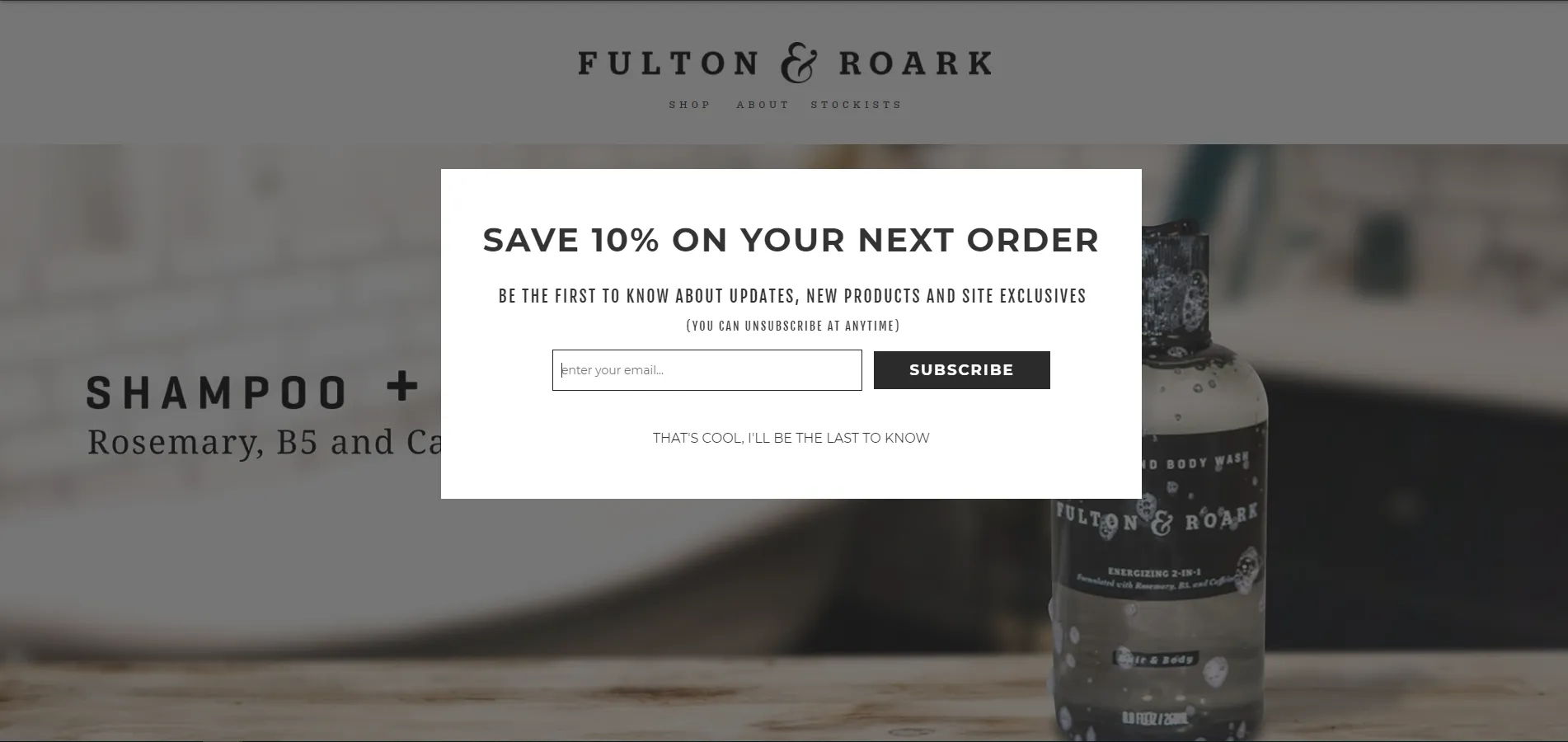 Shopify pop up email sign up