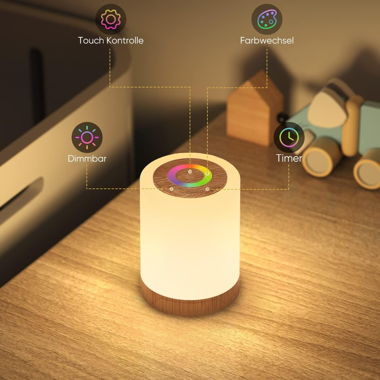 Nachttischlampe Touch Dimmbar mit 10 Farben