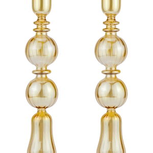 Moda Domus Set-Of-Two Tall Glass Candle Sticks - Gold