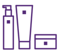 Purple outline of 3 products