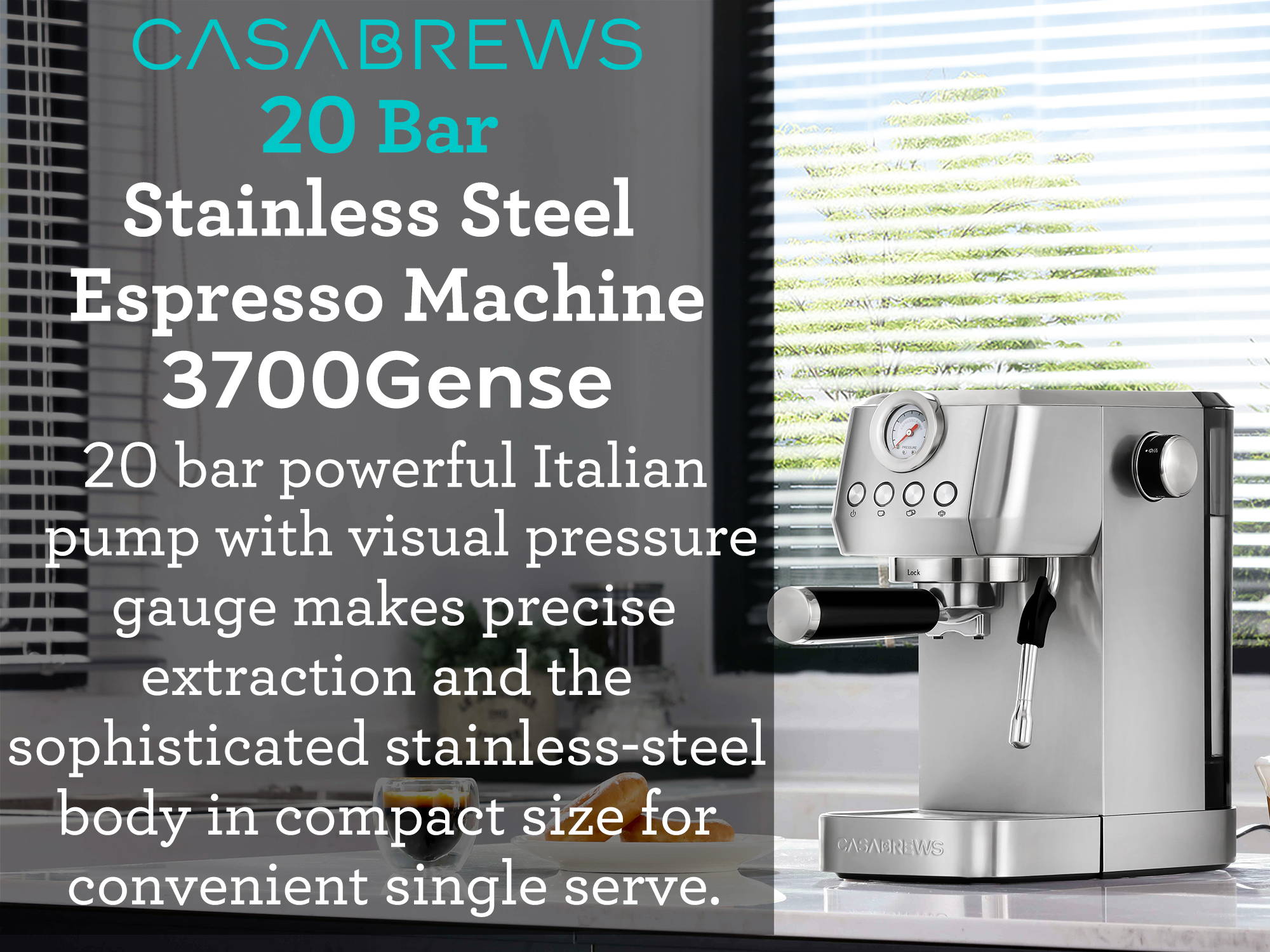Sincreative professional 20 bar espresso machine semi-auto coffee machine perfect for home use enjoy cups of coffee at your favourite taste