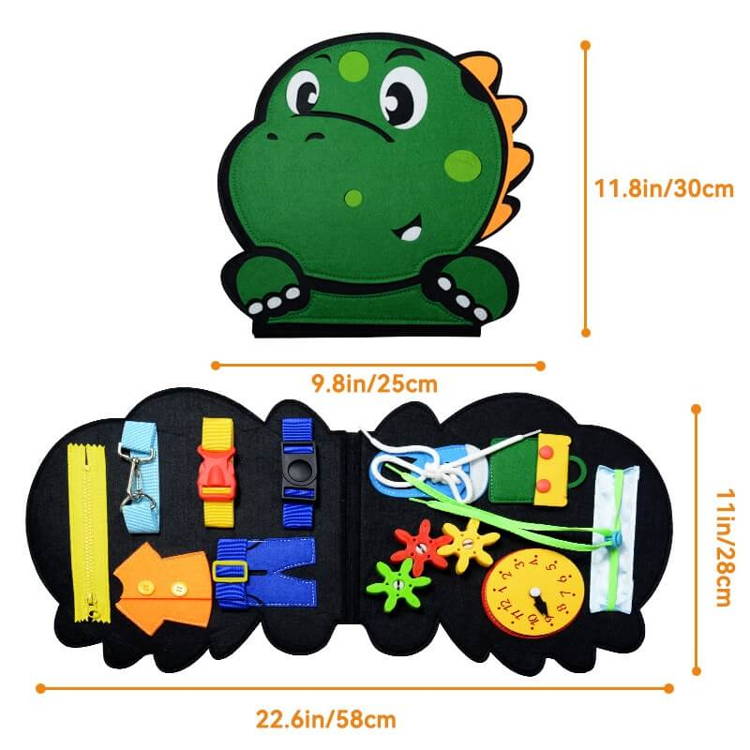 Montessori Dino Busy Board dimensions.