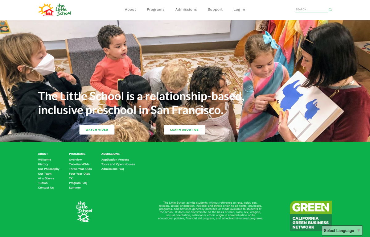 Screenshot of The Little School, from the kindergarten websites collection.