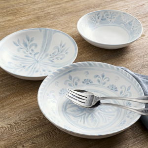 Chambray Tile Stoneware Serving Bowls, Set of 4