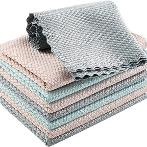 KTT Fish Scale Microfiber Nanoscale Cleaning Cloths,Reusable Lint Free Cleaning Clothes,Multi-Purpose Streak Free Cleaning Cloth for Homes and Kitchens. (8 Pack,3 Colors.Mix)