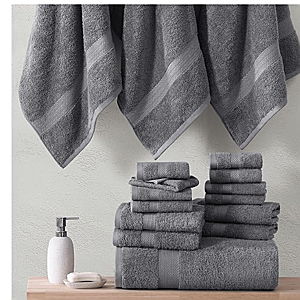 LANE LINEN 16 PC Bath Towels - 100% Cotton Towels for Bathroom, Premium Quality Hotel Towels, Highly Absorbent Bathroom Towel Set, Super Soft, 4 Bath Towels, 4 Hand Towels, 8 Wash Cloths - Cool Grey