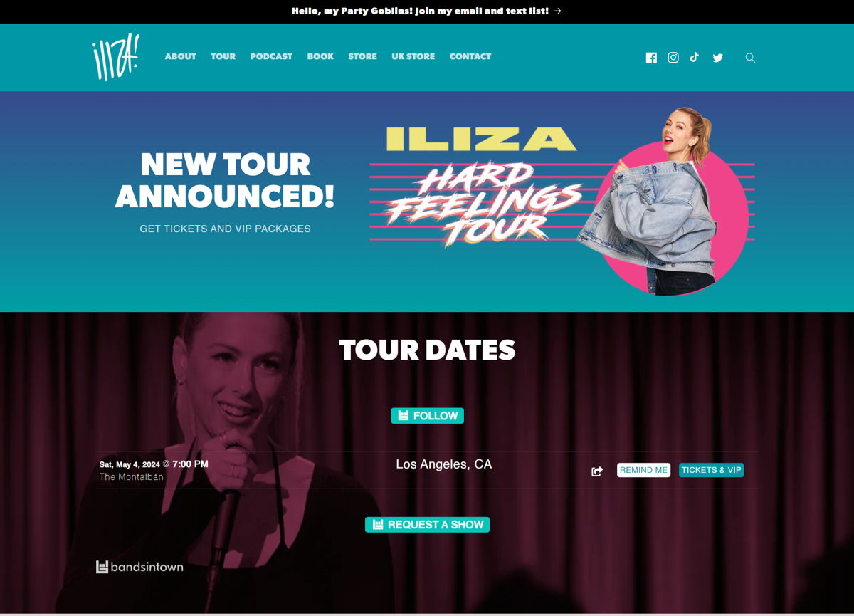 Screenshot of Illiza Shlesinger, from the stand-up comedian websites collection.