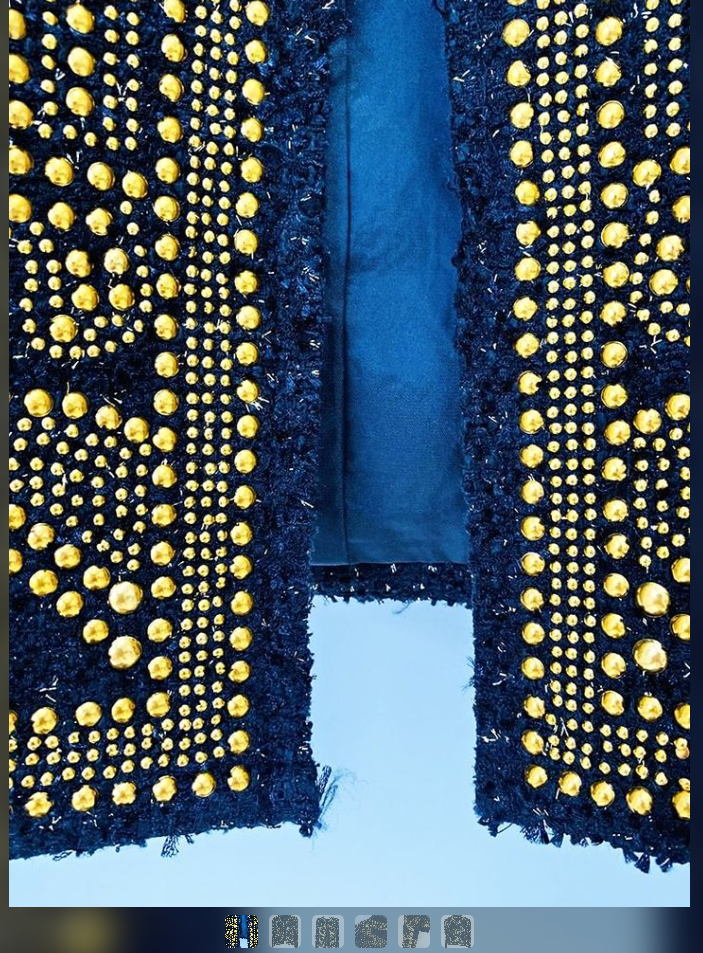 HIGH STREET Newest F/W 2022 Designer Fashion Women Stunning Metal Rivet Beaded Tweed Jacket