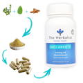 The Herbalist Anti-Anxiety formula with plant extracts, powder, and capsules designed to boost mood, relieve stress, and support serotonin levels.