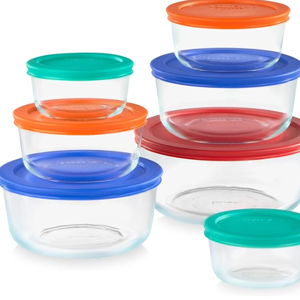 Pyrex 14-Pc Glass Food Storage Set - 7, 4, 2 & 1-Cup Round Containers with Lids - BPA-Free, Dishwasher & Microwave Safe