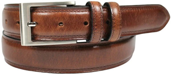 Full Grain Leather Belt. Brown with Silver Nickle Buckle. Style No 43019 35 MM - Image 6
