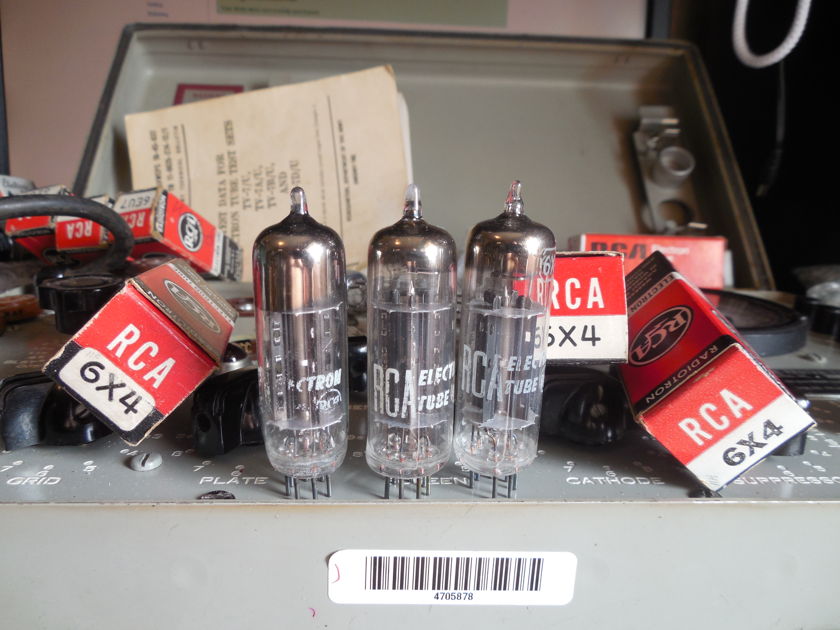 3 NEW RCA BLACK PLATE D GETTER 6X4 RECTIFIER TUBES