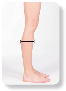 Black line on leg displaying where to measure calf circumference