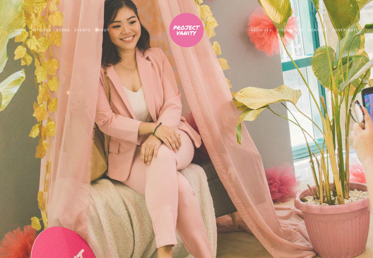 Screenshot of Project Vanity, from the beauty websites collection.