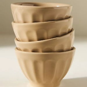 Amelie Latte Portuguese Stoneware Nut Bowls, Set of 4- Croissant