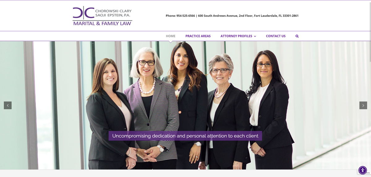 Screenshot of Chorowski & Clary, P.A., from the purple websites collection.