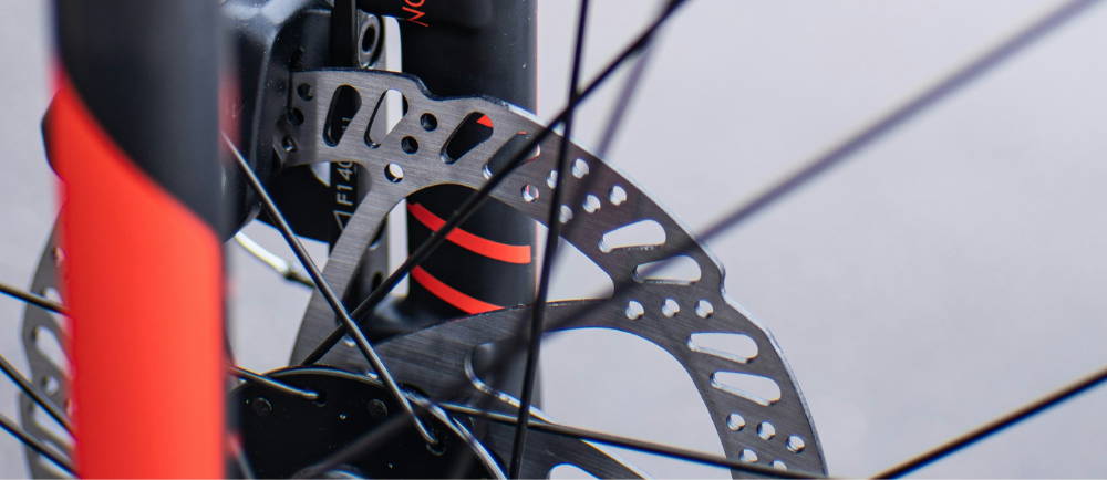 Close up of hydraulic disc brakes