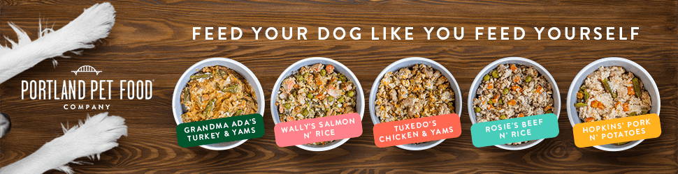 Portland Pet Food Company's full lineup of human-grade, wet dog food toppers designed for senior dogs. 