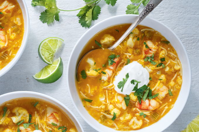 Hearty Lentil, Shrimp and Cauliflower Soup