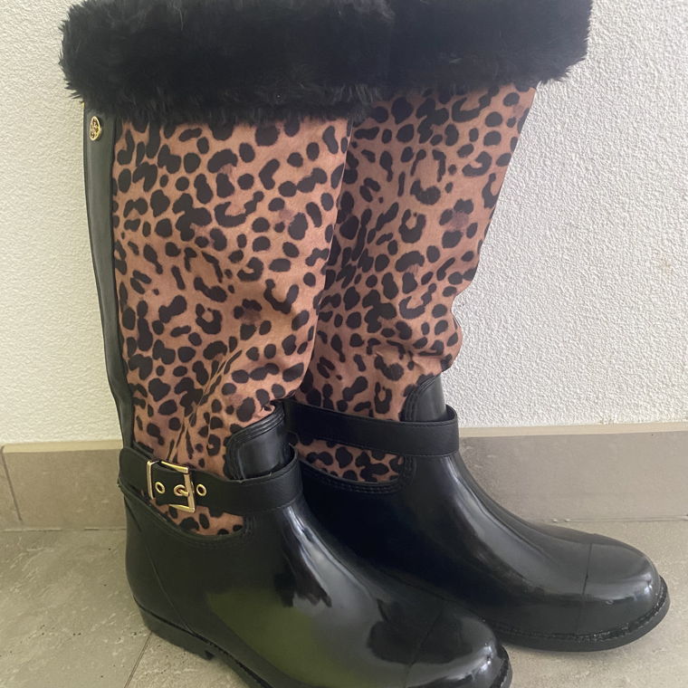Guess Leopard Print Rain Boots 