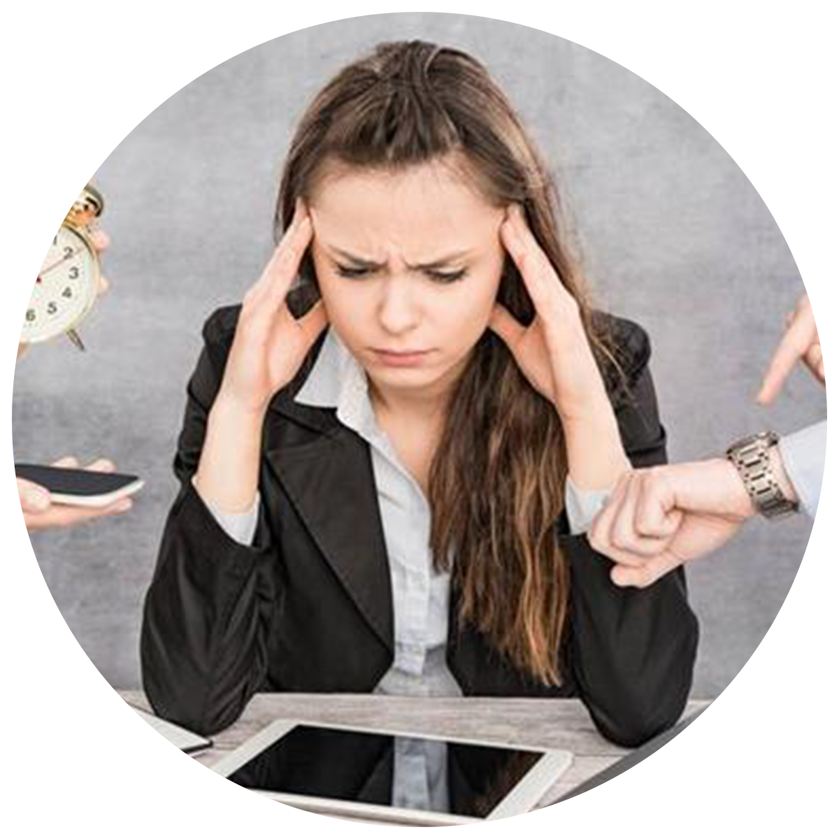 a woman having a hectic lifestyle that shows she needs to take our best vitamin c supplement