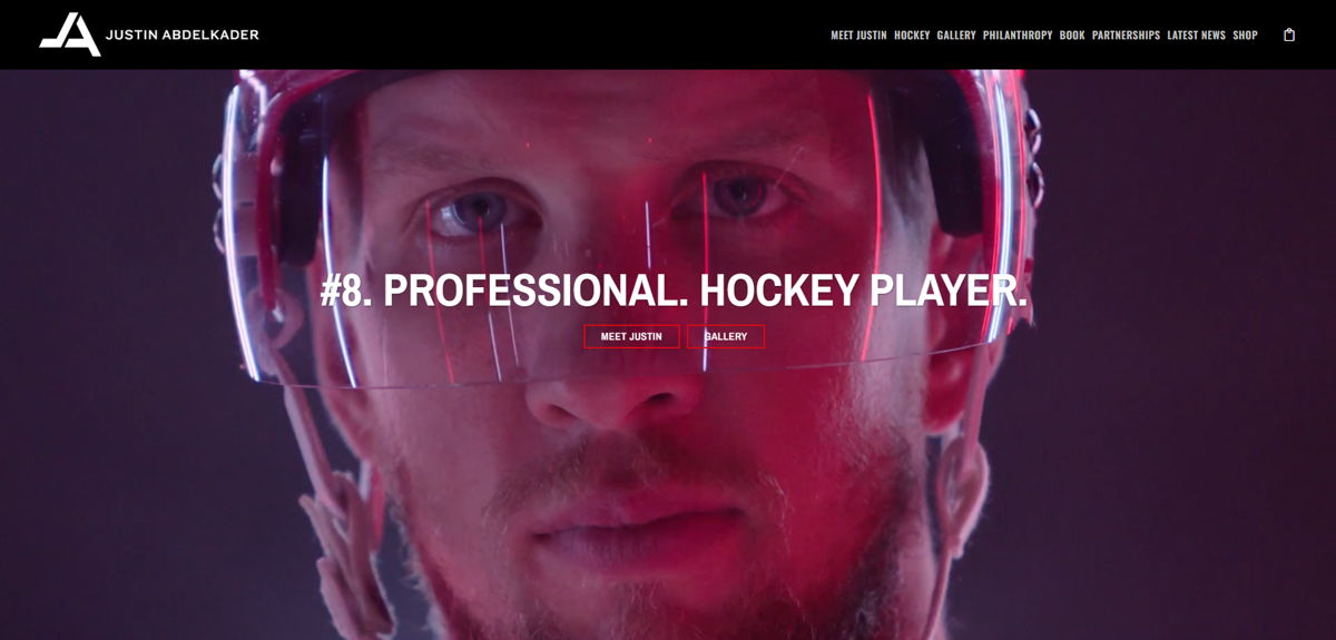 Screenshot of Justin Abdelkader, from the athlete websites collection.