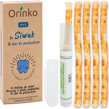 Bâtons de Siwak x5 + Étui De Protection - Brosse à Dents 100% Naturelle