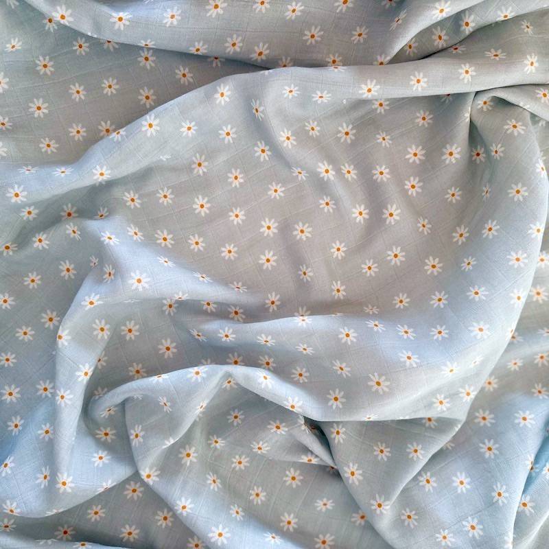 lange xl marguerites bleu orange blanc joli nous swiss made marque suisse enfant bébé  cadeau naissance personnalisation broderie