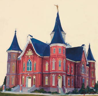Detailed painting of the Provo City Center Temple.