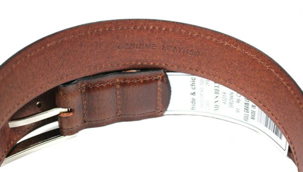 Full Grain Leather Belt. Brown with Silver Nickle Buckle. Style No 43019 35 MM - Image 8