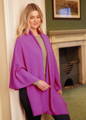Ladies cotton cashmere wrap in orchid with jeans and jumper
