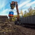 a crane lifting a container