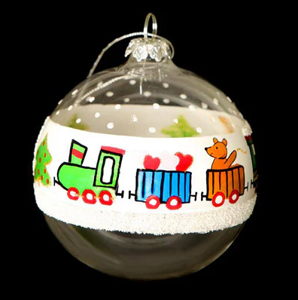 Train Clear Glass Bauble – 100mm
