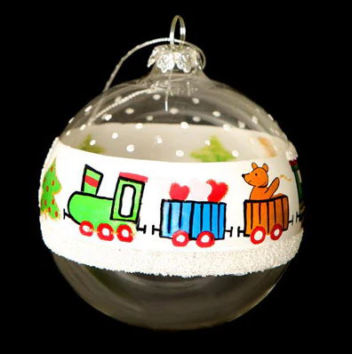 Train Clear Glass Bauble – 100mm
