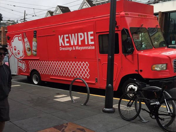 Kewpie food truck across from painted ladies in San Francisco