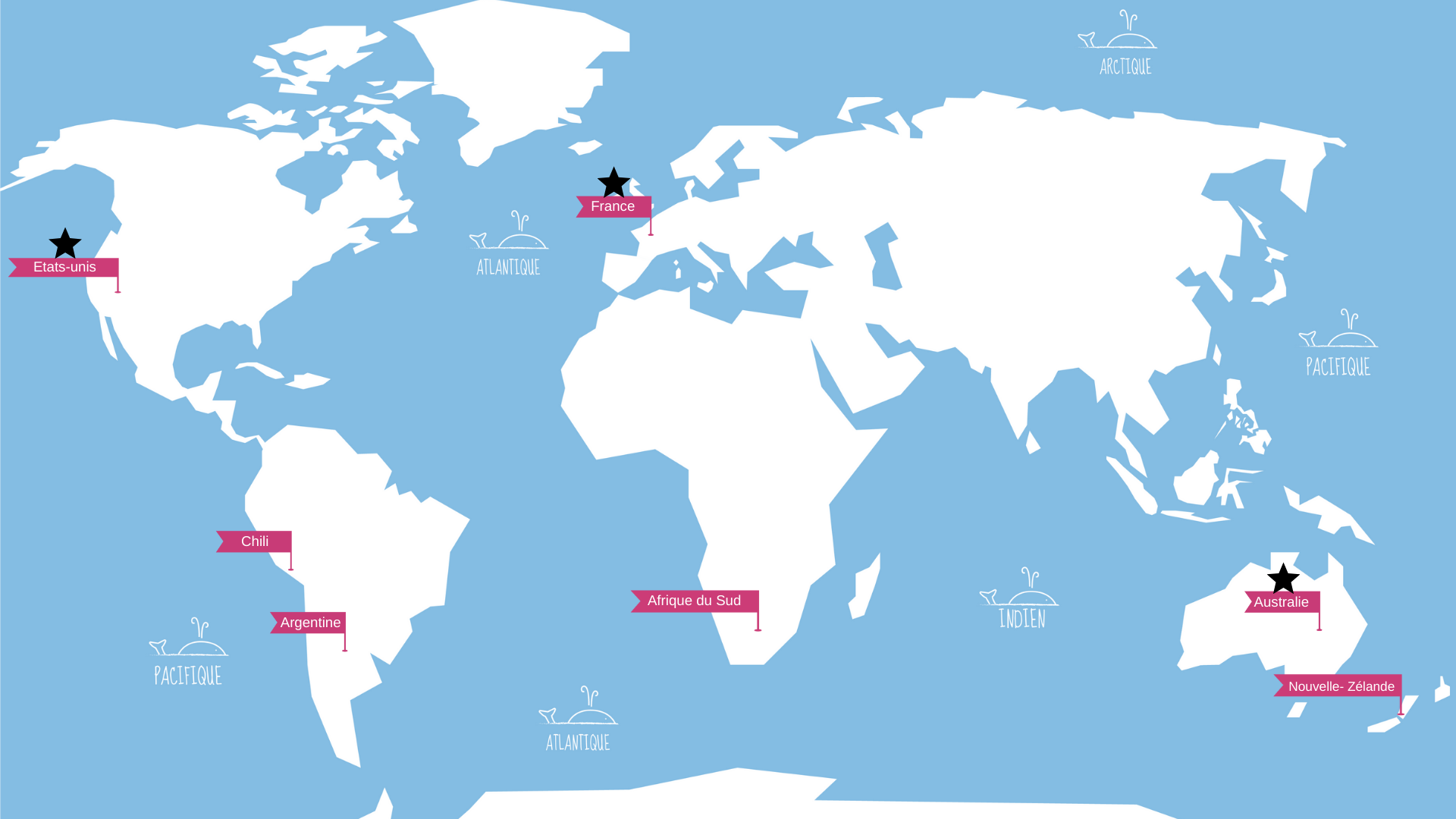 Carte des principales régions où le Chardonnay est produit. #carte #régions #vin #chardonnay #monde