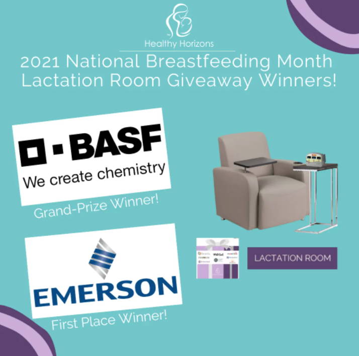 2021 National Breastfeeding Month Lactation Room Giveaway Winners with Healthy Horizons