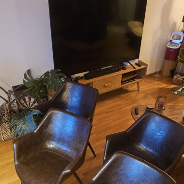 4 Chaises en cuir marron