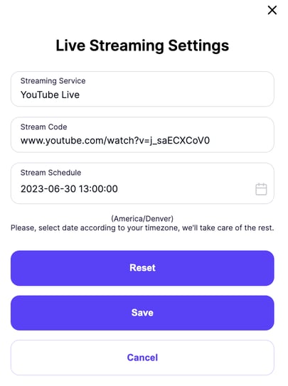livestream settings