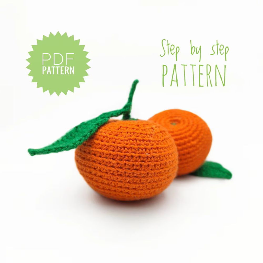 CLEMENTINE crochê padrão PDF - Amigurumi Brincar Comida Crochê Tangerina Crochê Mandarim Padrão Fácil Crochê Padrão de Frutas PDF Download