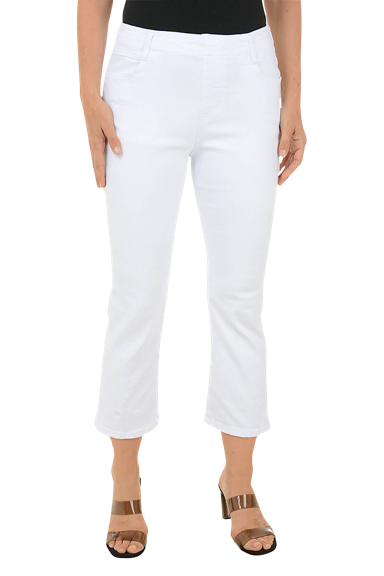 White sparkle buttons denim crop pants.
