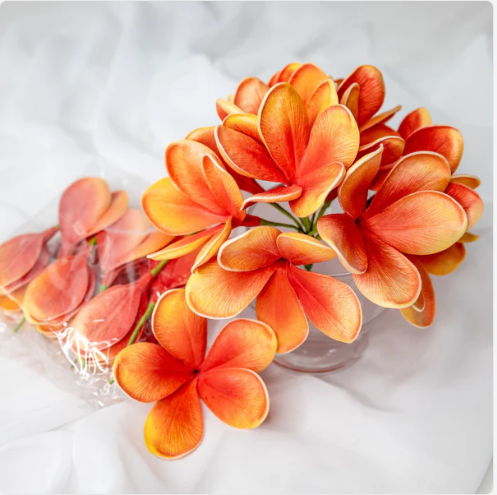 Tangerine Frangipani Flowerhead (6 Pack) - Realistic Artificial Flowers - Image 4