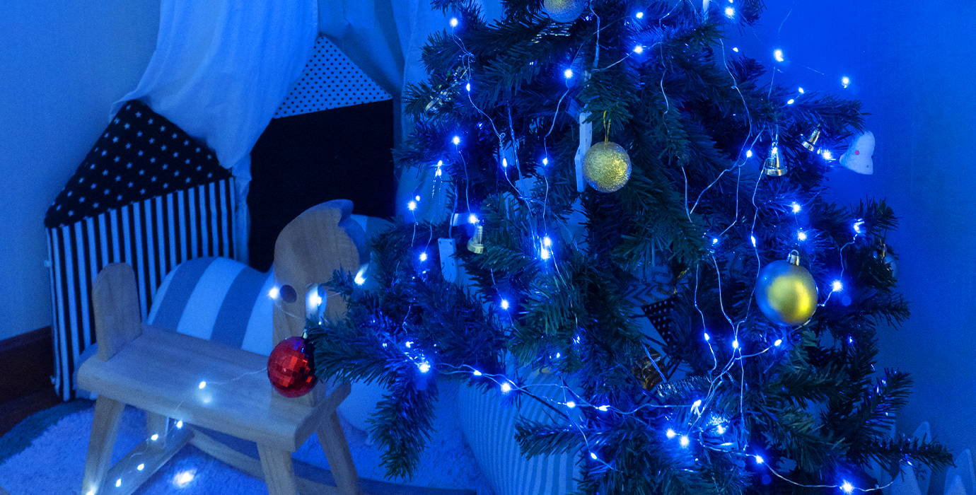 blue battery operated fairy light for Christmas