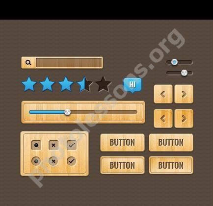 Finely Tooled Wooden Web UI Elements Set - набор в PSD формате
