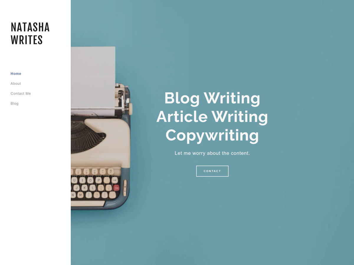 Screenshot of Natasha Writes, from the copywriting portfolios collection.