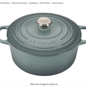 Le Creuset Enameled Cast Iron Signature Round Dutch Oven with Lid, 5.5 Quart, Sea Salt