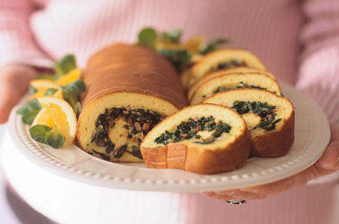 Roulade d'omelette aux épinards