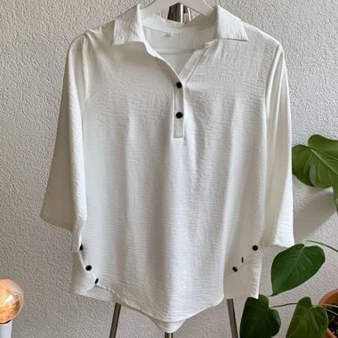 White Shirt with Black Buttons